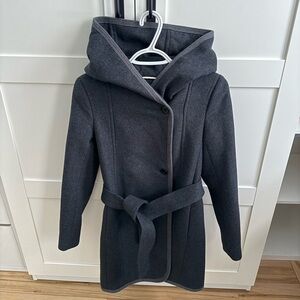 Wilfred Charcoal Wool Hooded Coat